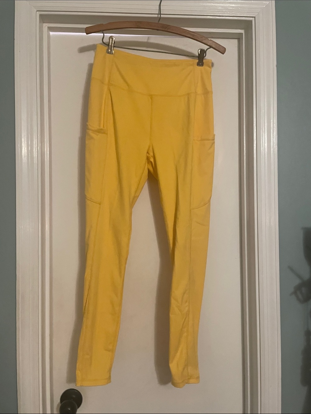 Bright Yellow High-Waist Leggings with Side Pockets